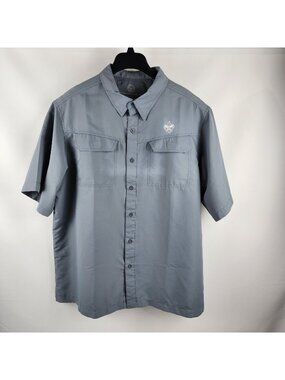 Boy Scouts of America Shirt Men XL Gray 100% Polyester Vented S/S Button Up